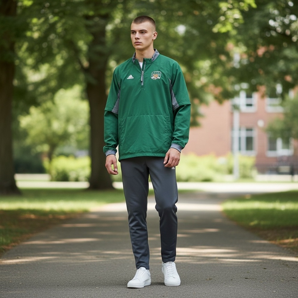 Adidas Ohio University Bobcats Green Men's Full/Half Sleeve Warmup Jacket